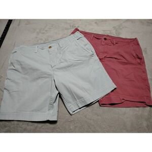 Lot Of 2 American Eagle Khaki Shorts Men 34/8 Pink/Blue Fishing Boating Vacation